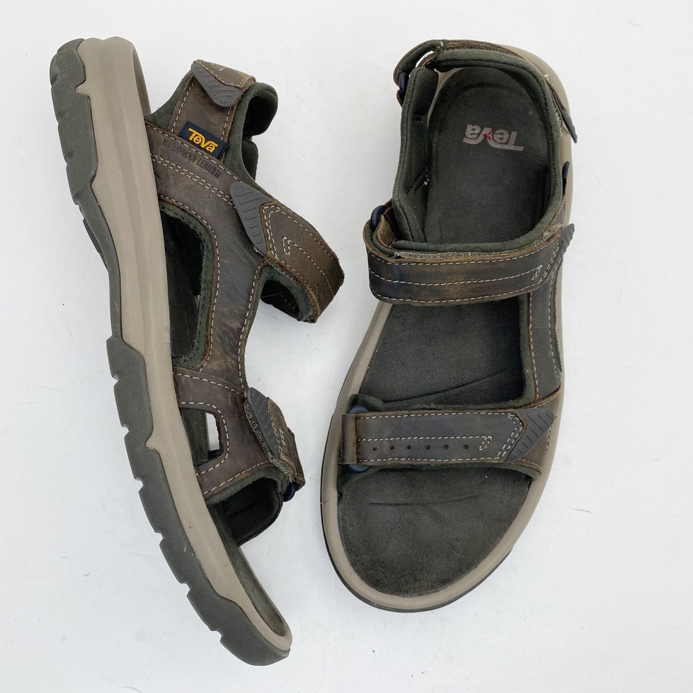 Teva Mens Langdon Sandals Walnut Brown Waterproof Leather Hiking 1015149 Size 12